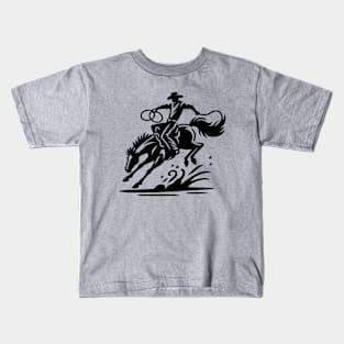 Rodeo Cowboy Riding Bronco Kids T-Shirt